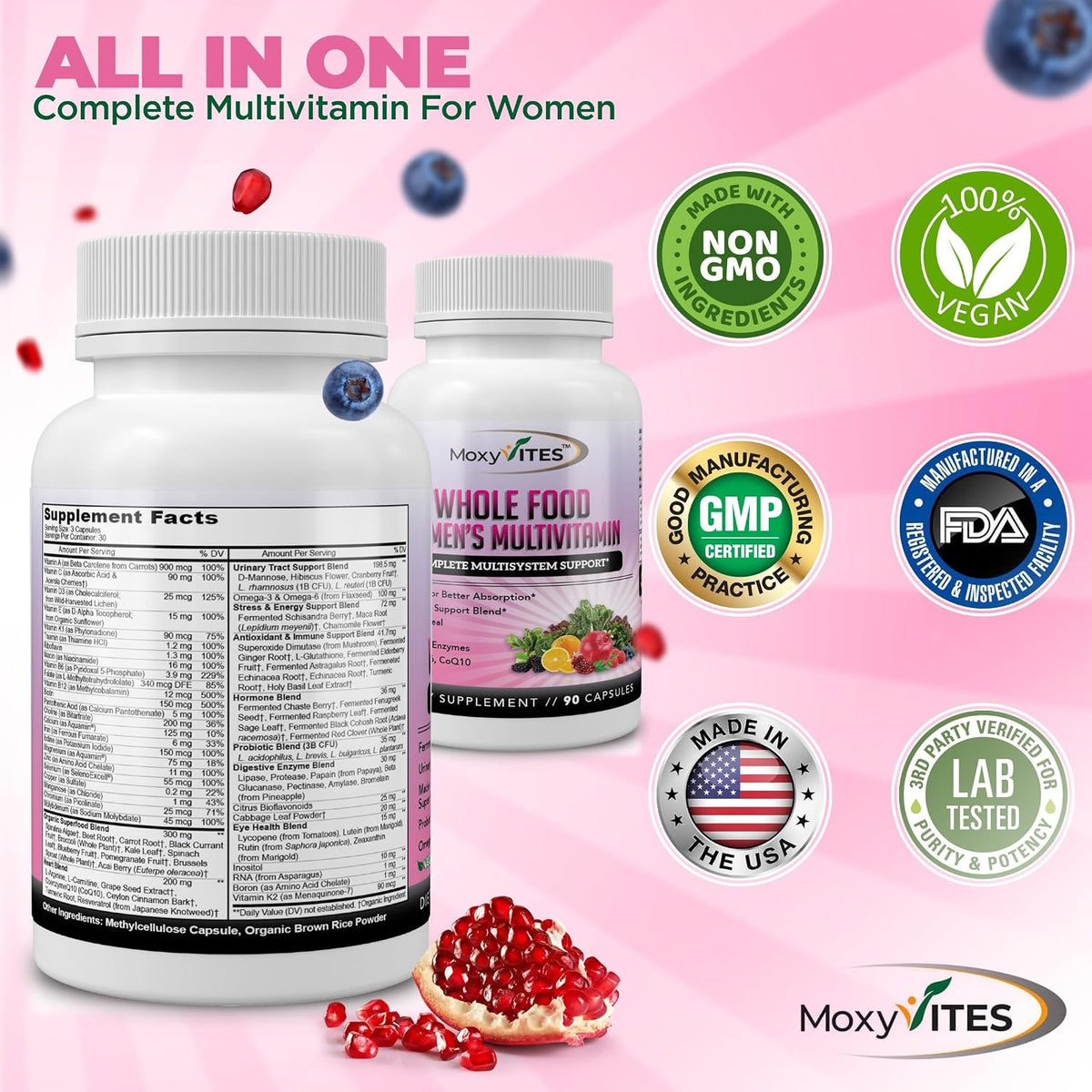 Methylated Multivitamin for Women with Iron | 44 Organic Wholefood Nutrients | 90 Vegan Capsules - görsel 6