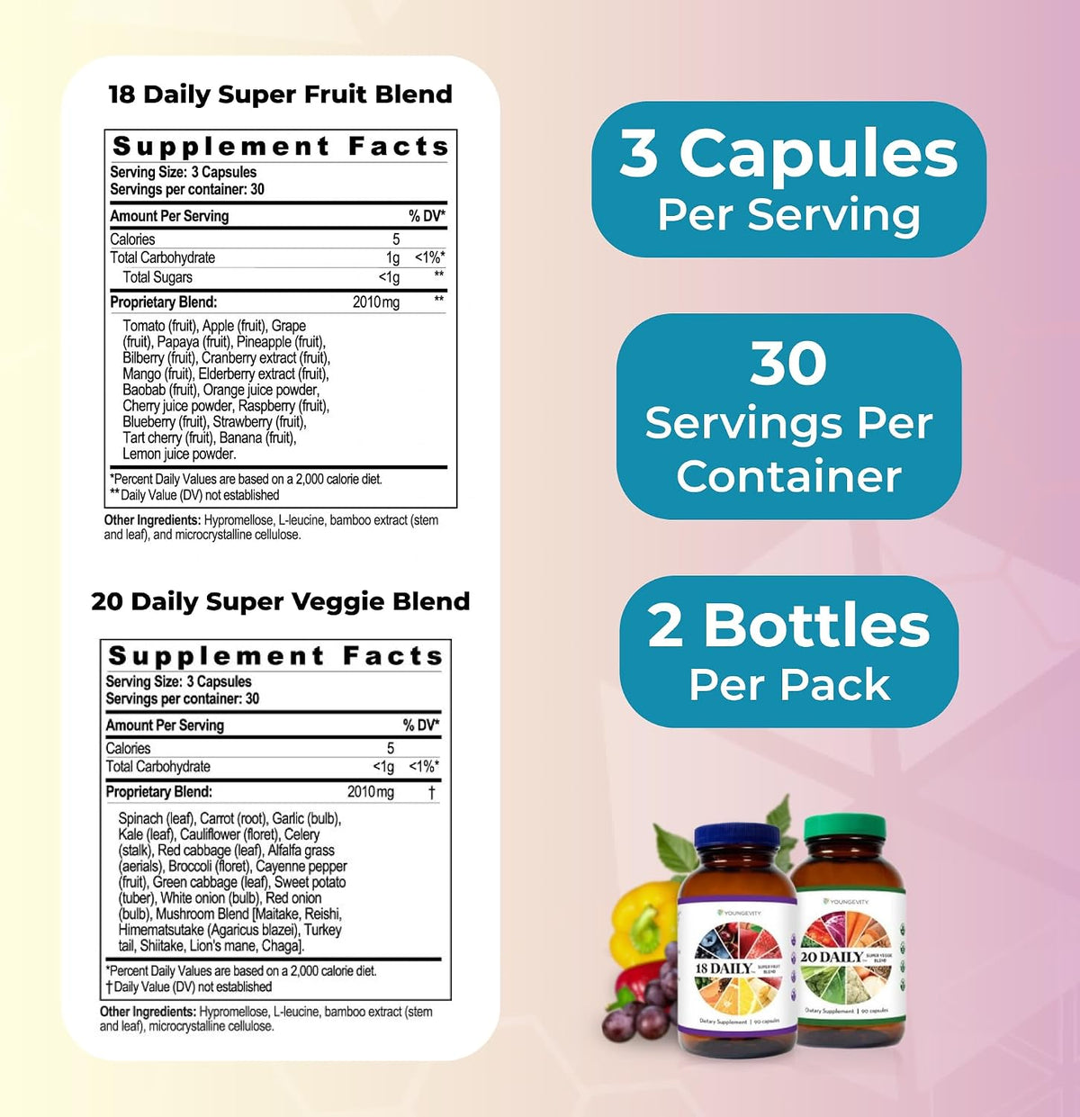 Youngevity 18 Daily Super Fruit Blend & 20 Daily Super Veggie Blend - görsel 3