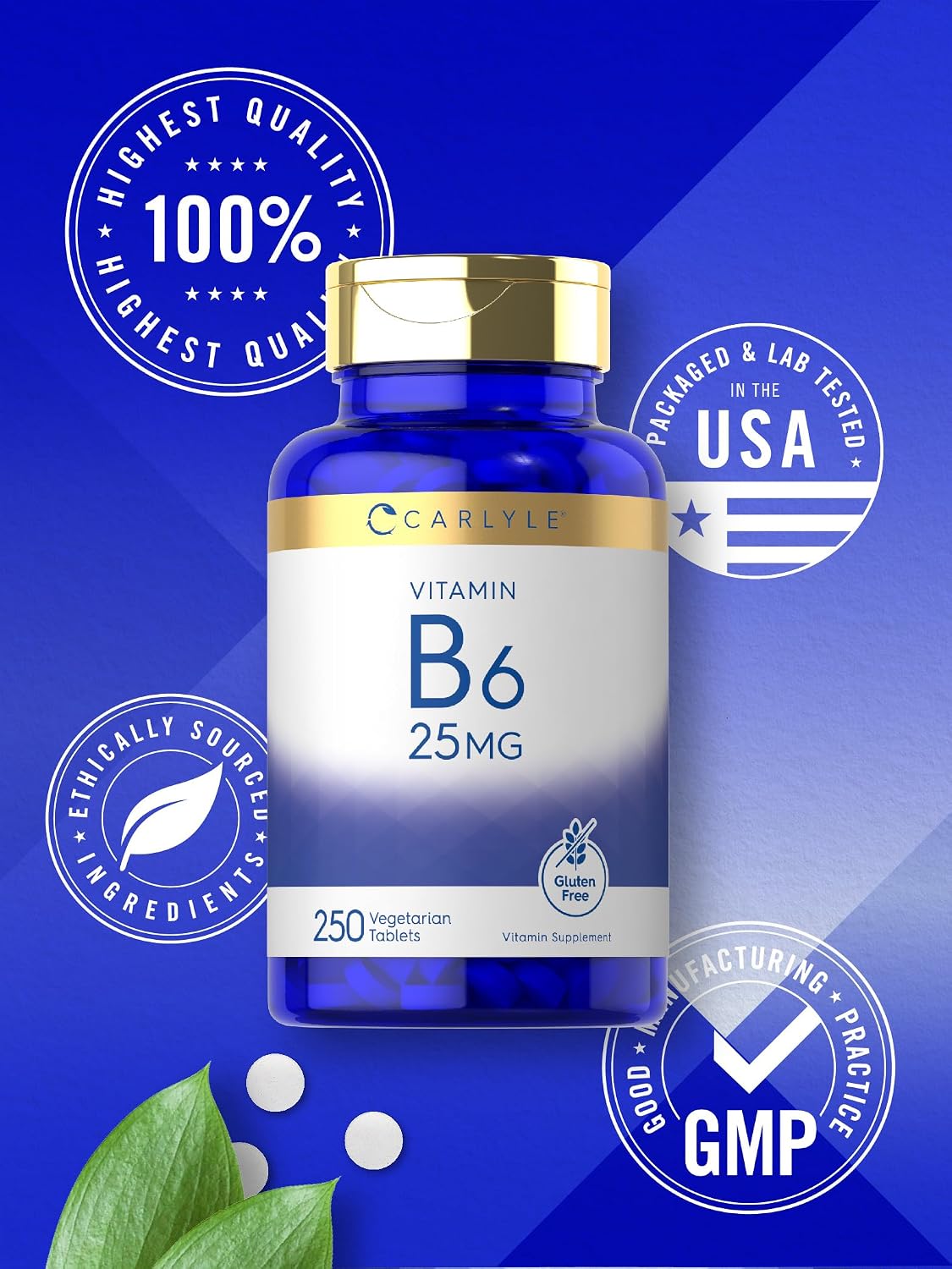 Carlyle Vitamin B6 25 mg | 250 Tablets | Pyridoxine Hydrochloride - görsel 5