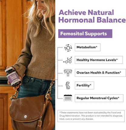 Femositol® Myo-Inositol & D-Chiro Inositol Complex Food Supplement – Clinically Validated 40:1 Ratio (Vitamin B8) | Contributes to Normal Fertility and Hormonal Balance (90 Capsules – 30 Servings)