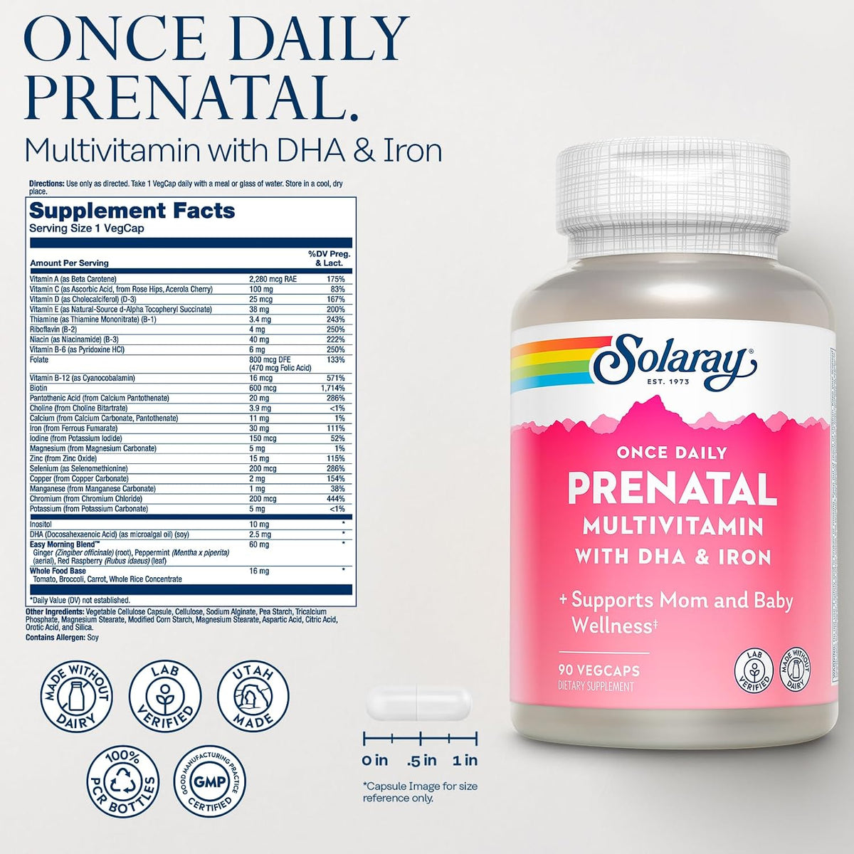 SOLARAY Once Daily Prenatal Multivitamin with DHA & Iron - görsel 2