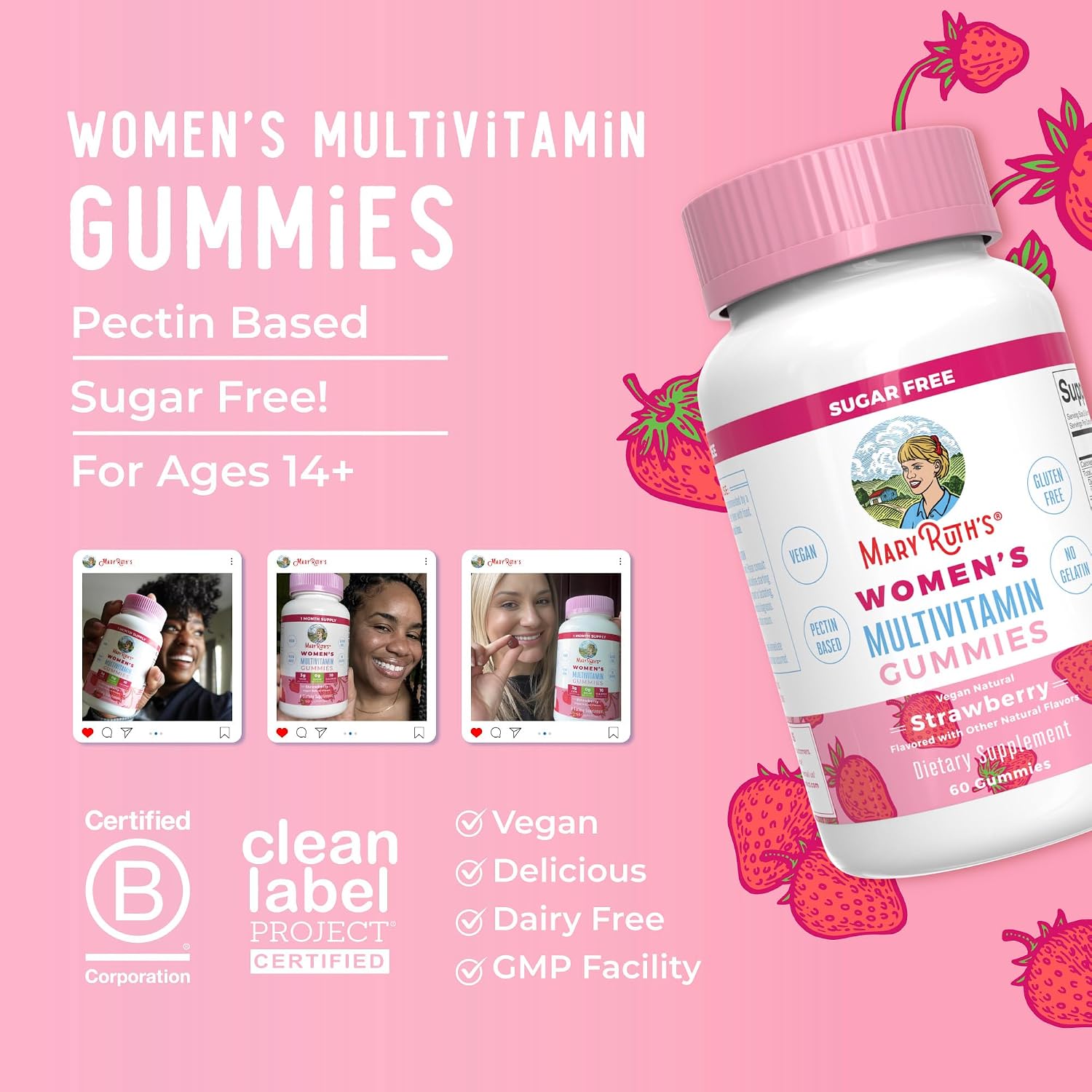 MaryRuth Organics Women's Immune Support Multivitamin Gummies - Sugar-Free, Vegan, 60 Count - görsel 9