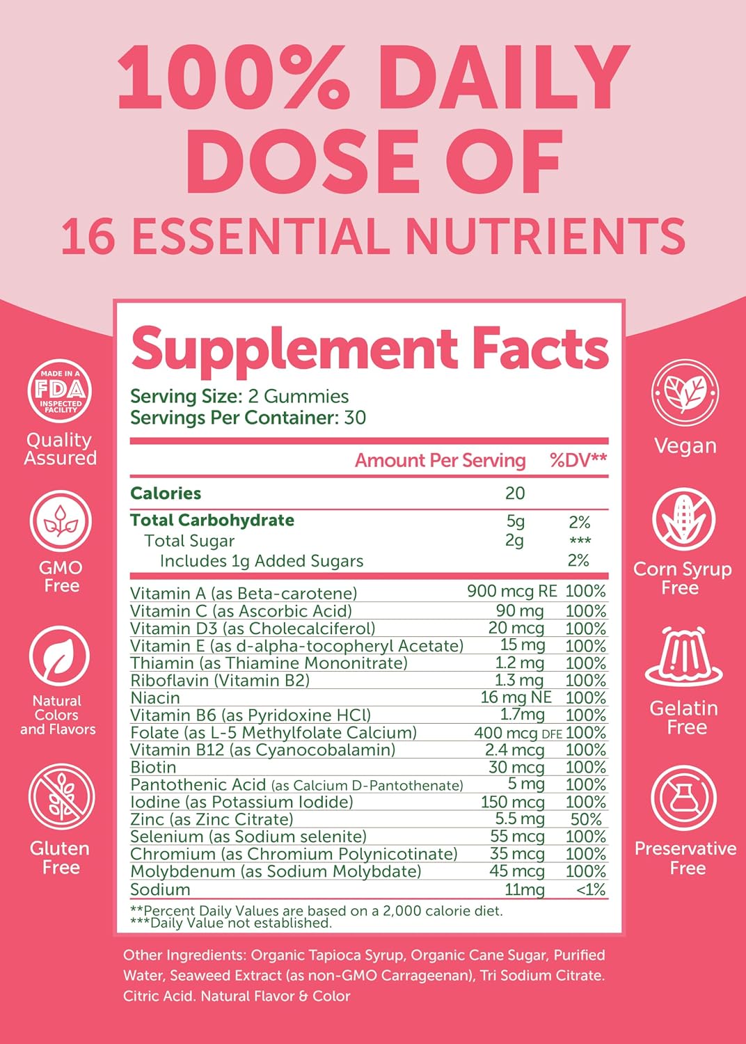 Lunakai USA-made Women's Multivitamin Gummies – Daily 16 Multi Vitamins for Energy & Wellness, 60 Gummies - görsel 5