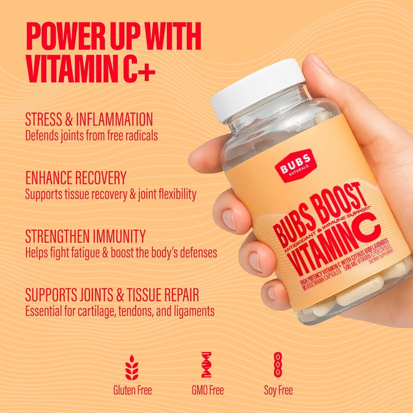 BUBS Naturals BUBS Boost Vitamin C with Bioflavonoids - 90 Capsules - görsel 3