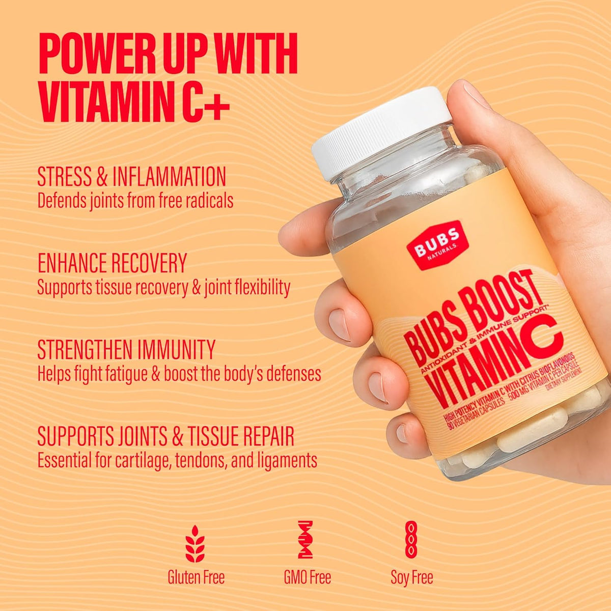 BUBS Naturals BUBS Boost Vitamin C with Bioflavonoids - 90 Capsules - görsel 3