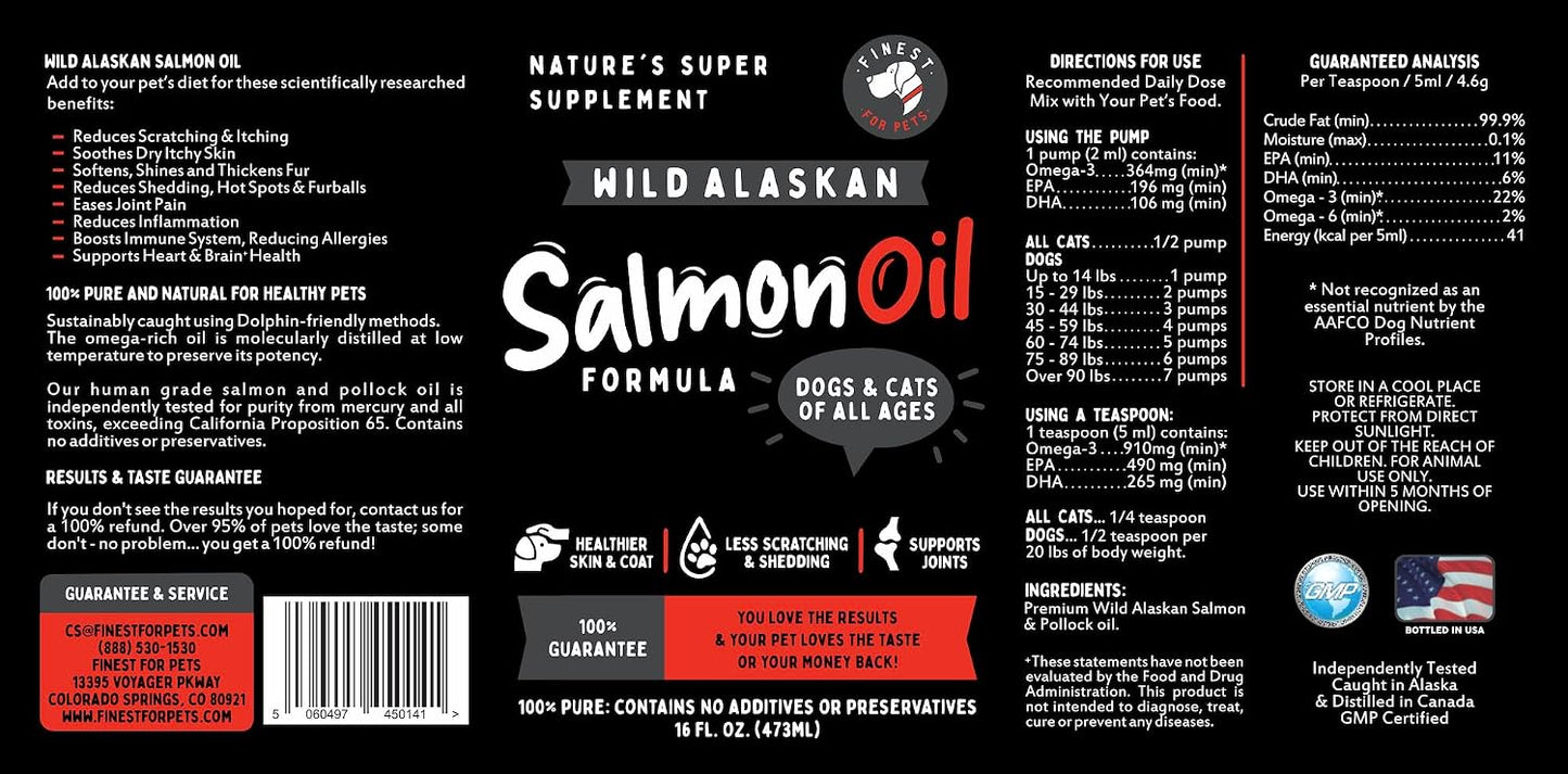 Wild Alaskan Omega-3 Blend Pollock & Salmon Oil for Dogs & Cats (16oz) - 100% Pure Fish Oil Supplement with EPA & DHA - görsel 8
