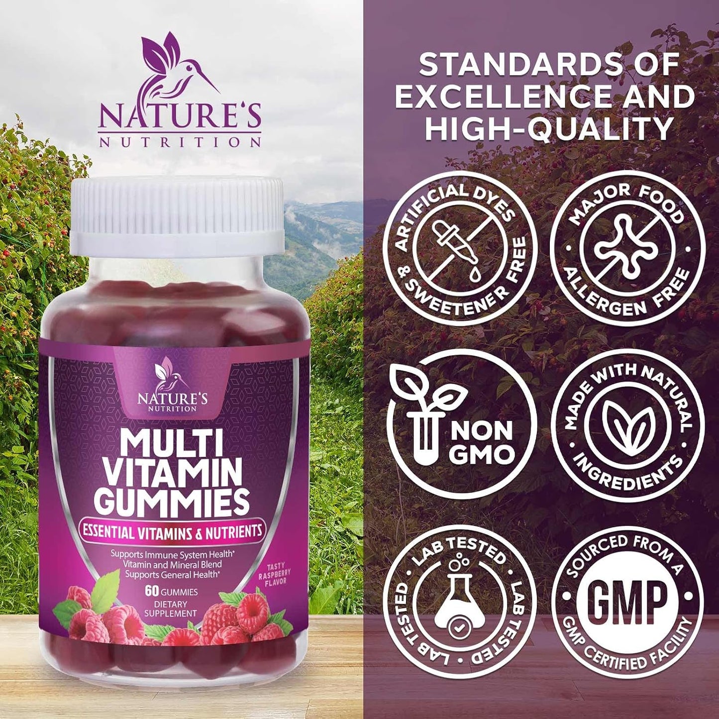 Nature's Nutrition Multivitamin Gummies for Adults with Vitamins A, C, D, B12 – 60 Gummies - görsel 4