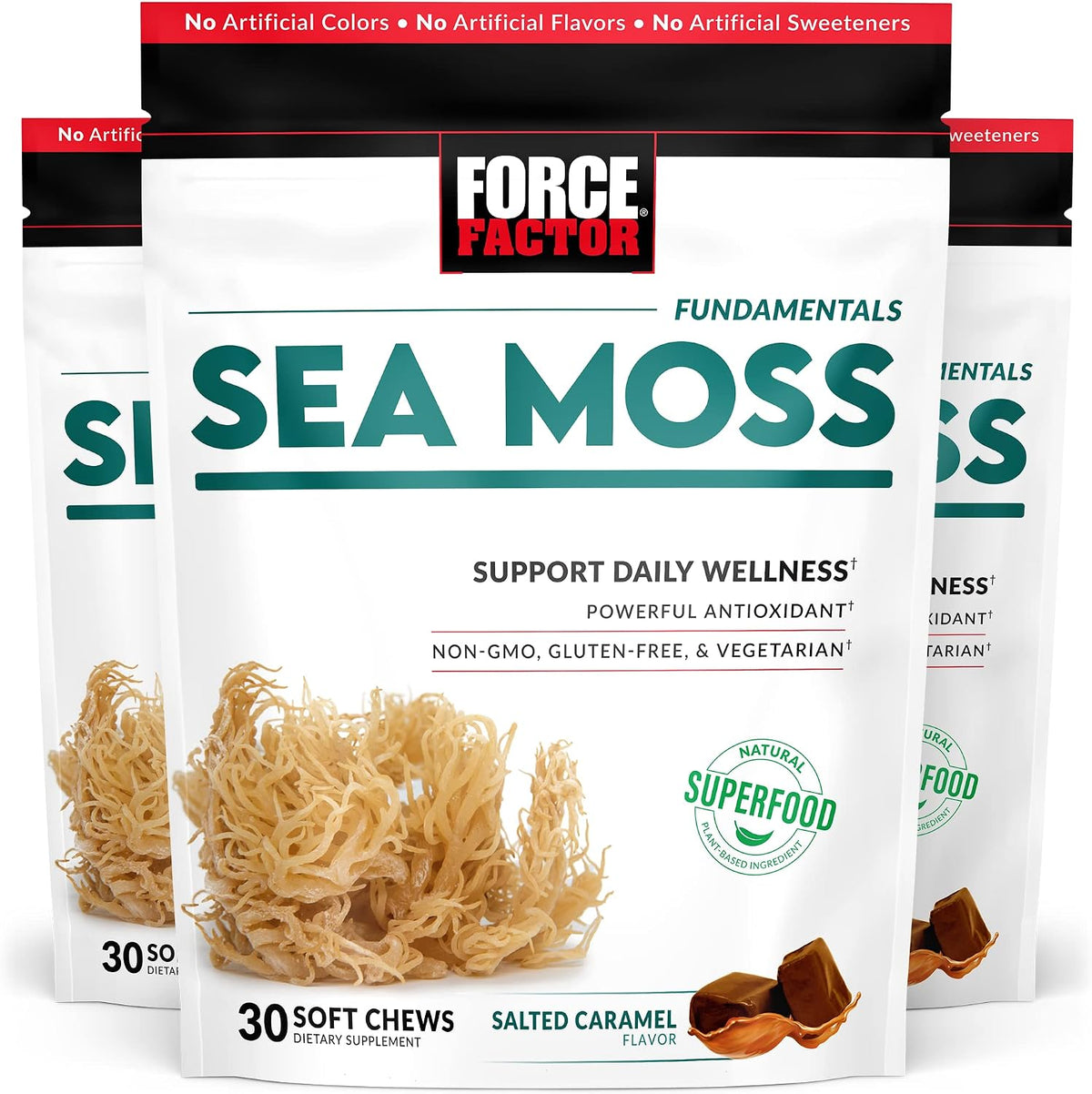 Force Factor Sea Moss Soft Chews, Support Immunity, Digestion, and Heart Health, Irish Sea Moss Superfood & Antioxidants Supplement, Non-GM, Gluten-Free, Salted Caramel Flavour, 60 Soft Chews, 2-Pack - görsel 9
