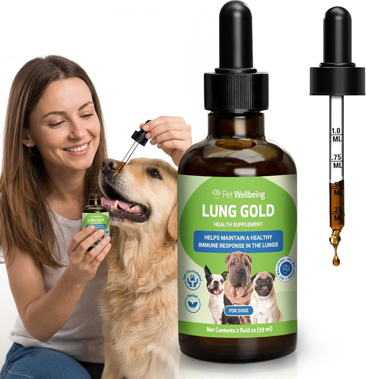 Pet Wellbeing Lung Gold for Dogs – 59 ml Liquid - görsel 1