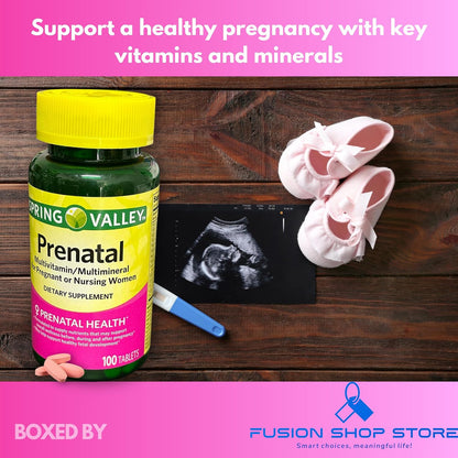 Fusion Shop Store Prenatal Vitamins - Multivitamin for Pregnant & Breastfeeding Women, 100 Tablets