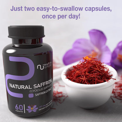 Saffron Supplements 177mg, Pure Saffron Extract – Natural Mood and Energy Support for Women and Men
