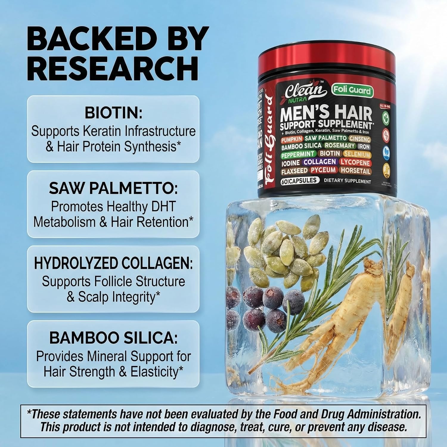 Foli Guard Hair Growth Supplement for Men with Biotin, Collagen and Saw Palmetto - görsel 3
