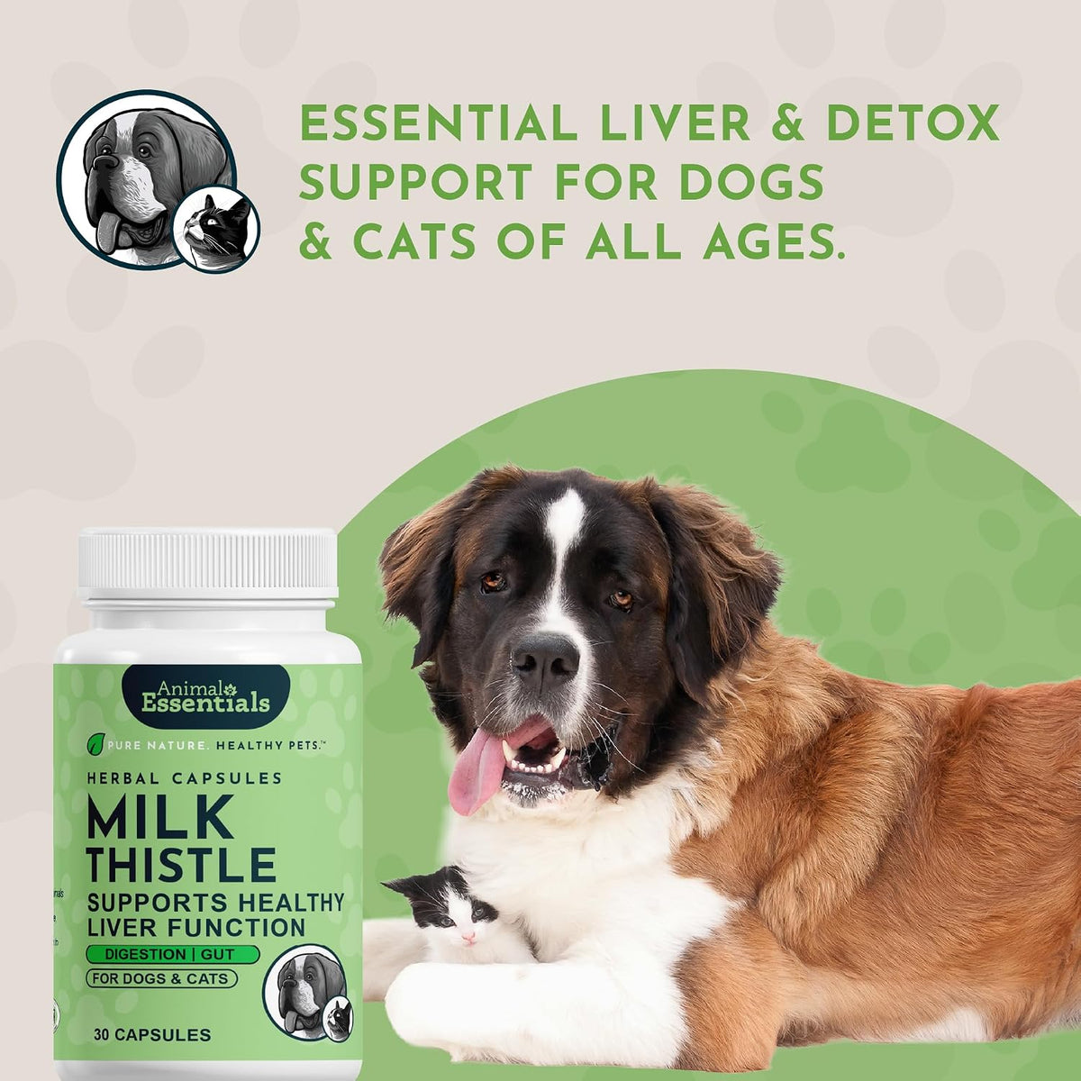 Milk Thistle for Dogs & Cats - Liver Support Supplement, 150mg, 30 Capsules - görsel 8