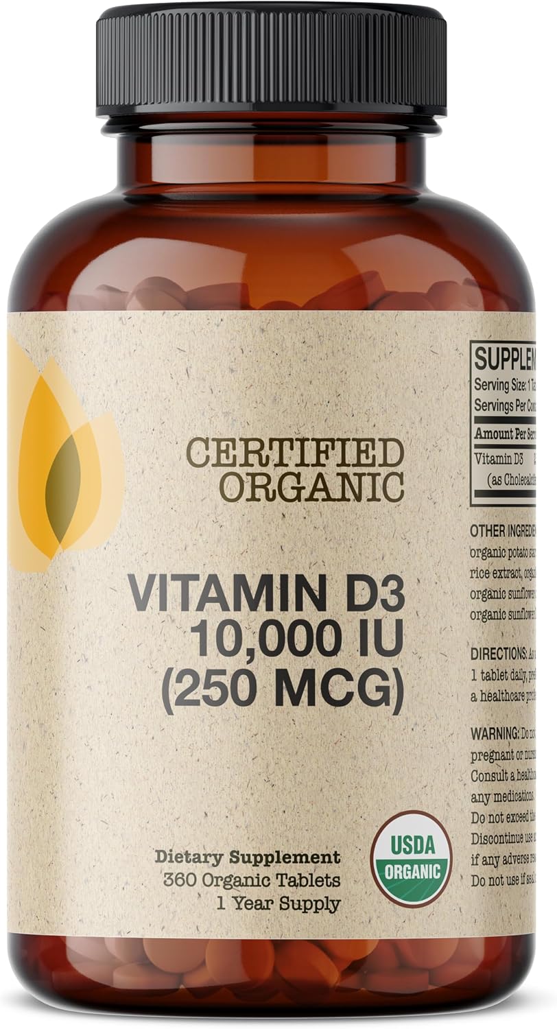Futurebiotics Vitamin D3 10,000 IU (250 MCG) – 360 Organic Tablets - görsel 5