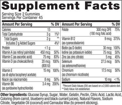 OLLY Men's Multivitamin Gummy – Blackberry Flavour, 90 Gummies (45-Day Supply)