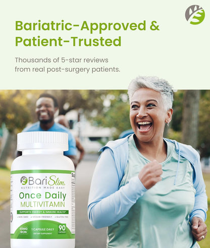 BariSlim Once Daily Bariatric Multivitamin Capsules - 45mg Iron - 90 Day Supply