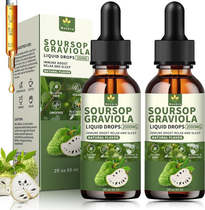 Menkru Organic Soursop Bitters Liquid Multivitamin Drops – Pure Graviola Extract with Vitamin C, Immune & Skin Support, Sugar and Gluten-free, 59 ml