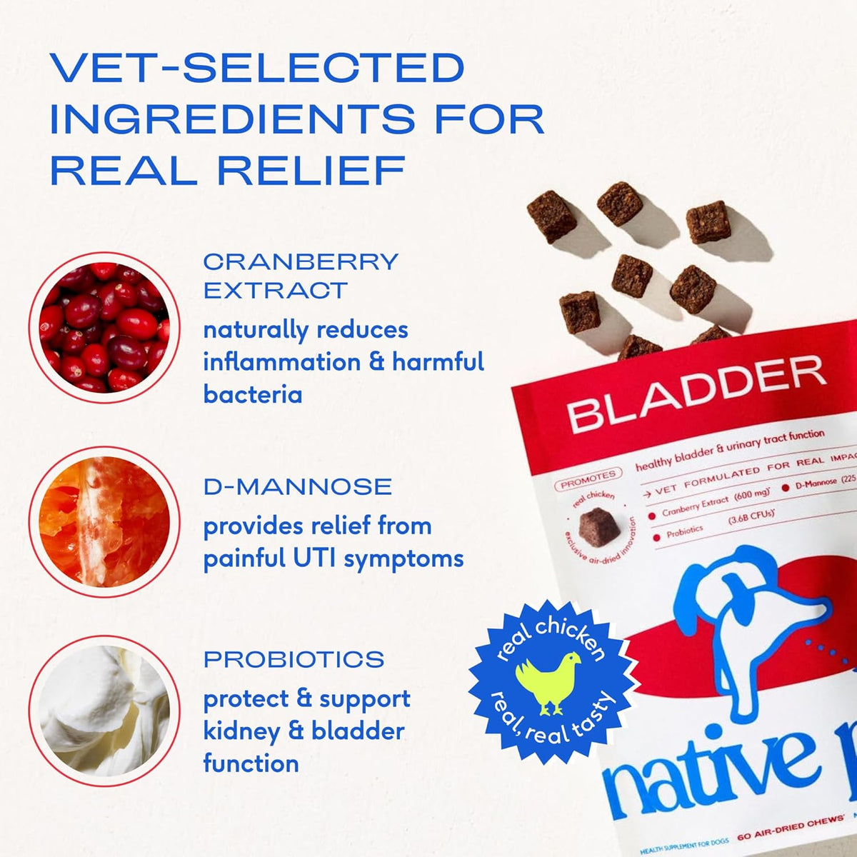 Native Pet Cranberry Supplement for Dogs - Urinary Tract & Bladder Support - 60 Chews - görsel 4