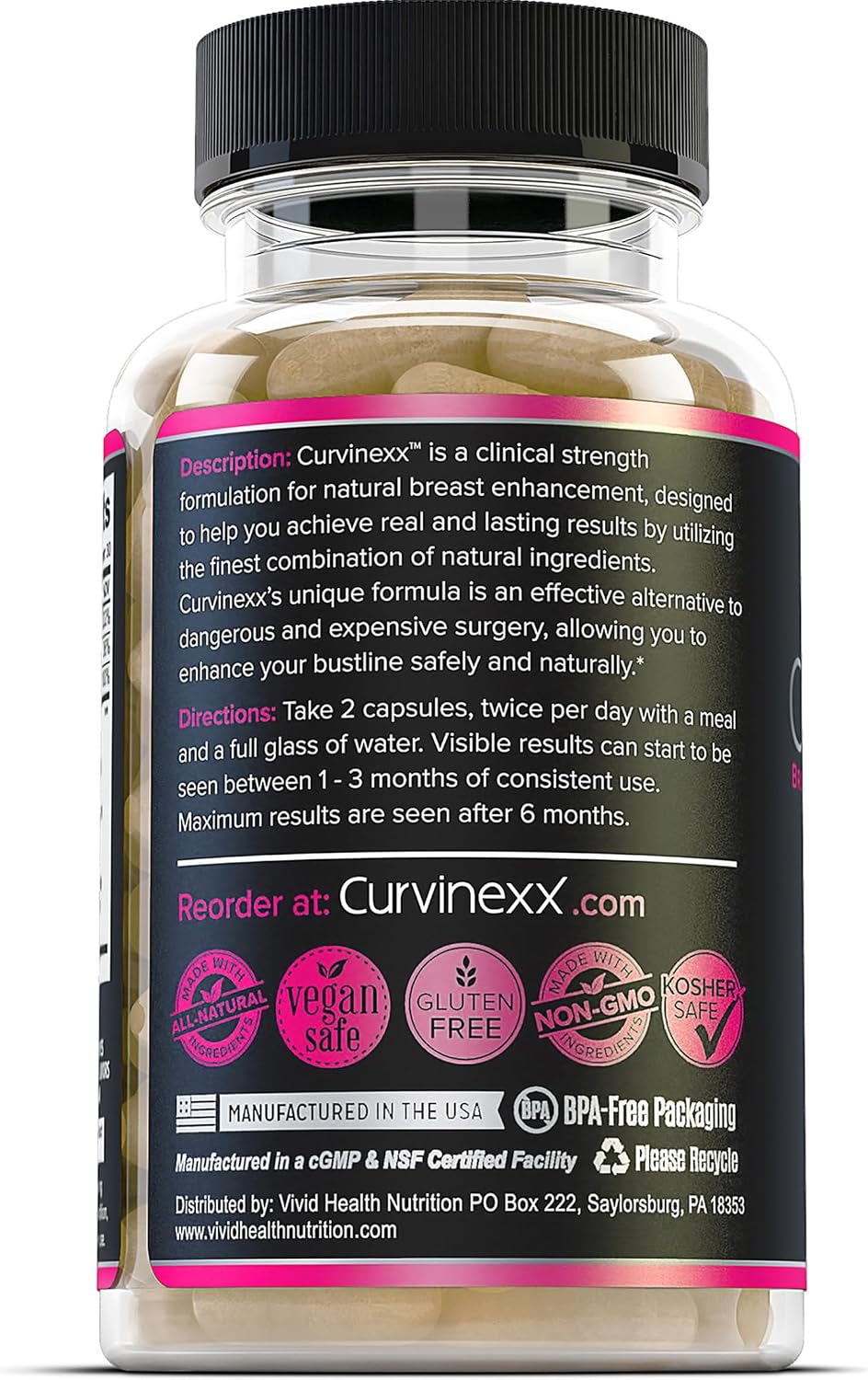 Curvinexx Natural Breast Toning and Firming Supplement (3 Bottles) - görsel 5