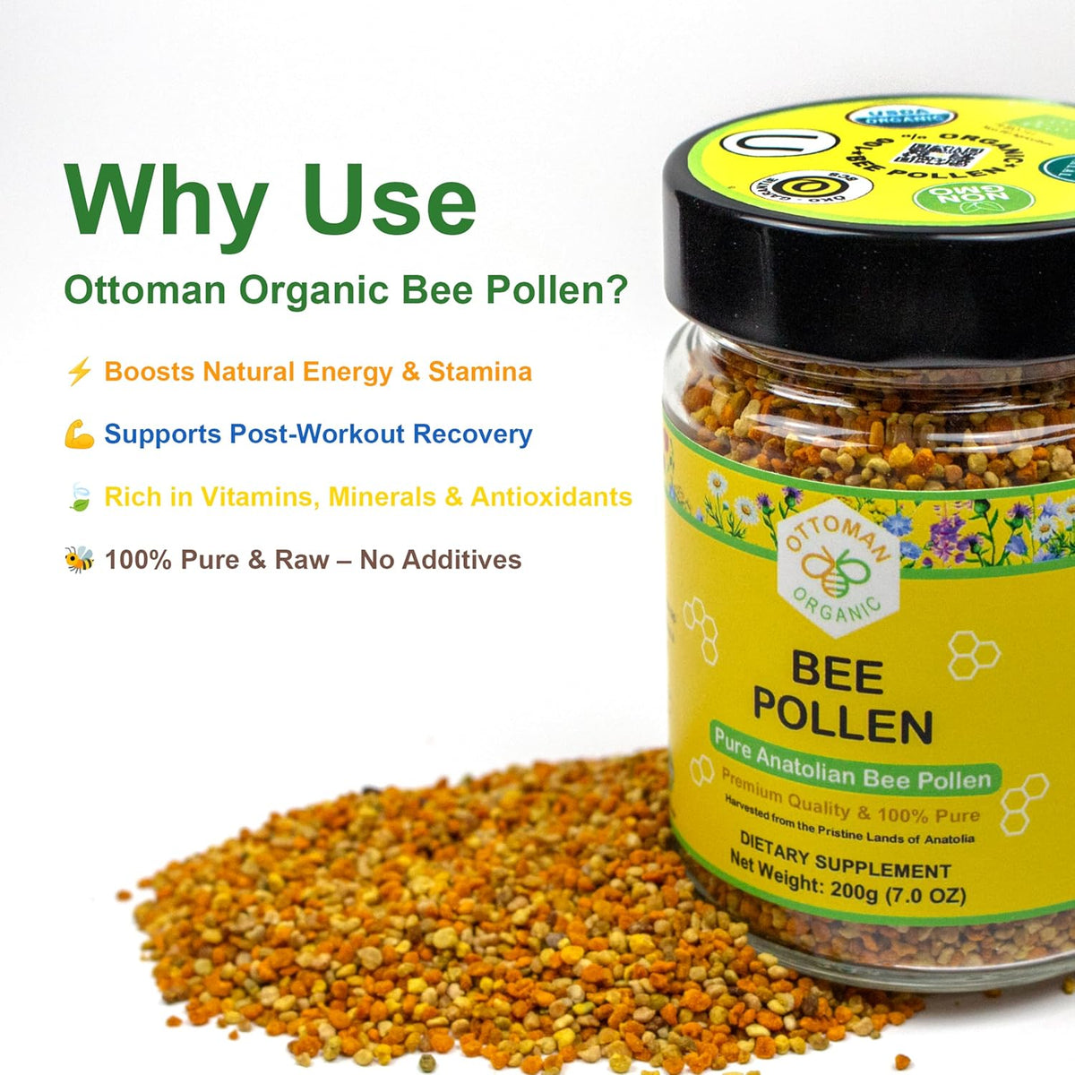 Bee Pollen 200g | EU Organic Certified | Ottoman Organic - görsel 3