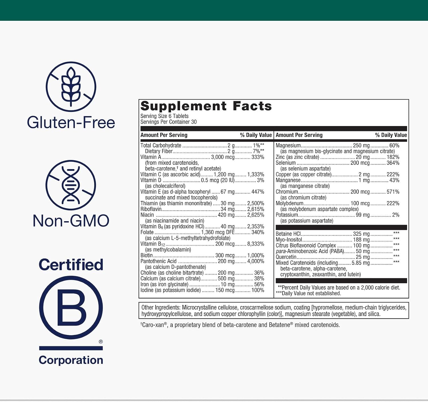 Metagenics Multigenics Multivitamin with Iron - Daily Multimineral Formula for Bone Health, Homocysteine Metabolism and Antioxidant Support - Contains B Vitamins, Calcium, Zinc and Folate - 180 Tablets - görsel 4