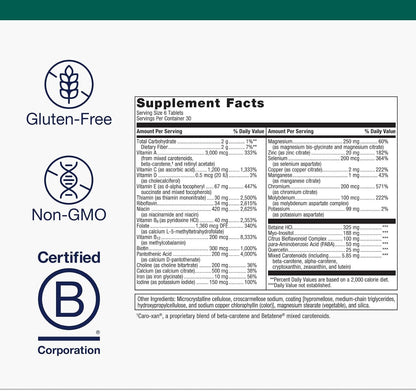 Metagenics Multigenics Multivitamin with Iron - Daily Multimineral Formula for Bone Health, Homocysteine Metabolism and Antioxidant Support - Contains B Vitamins, Calcium, Zinc and Folate - 180 Tablets