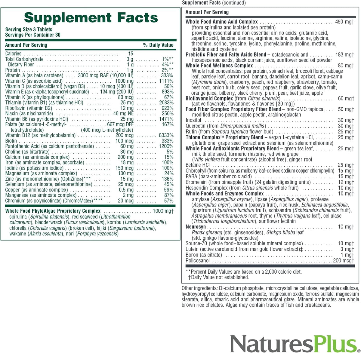 NaturesPlus Ultra Source of Life Multivitamin - 90 Tablets - görsel 5