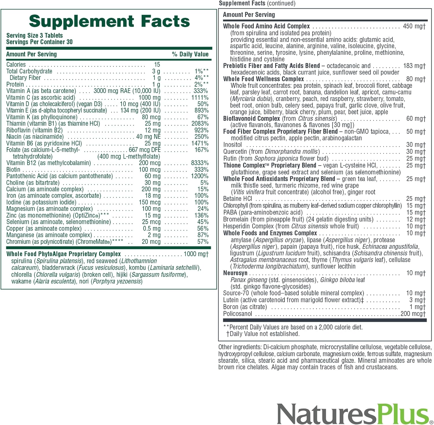 NaturesPlus Ultra Source of Life Multivitamin - 90 Tablets - görsel 5