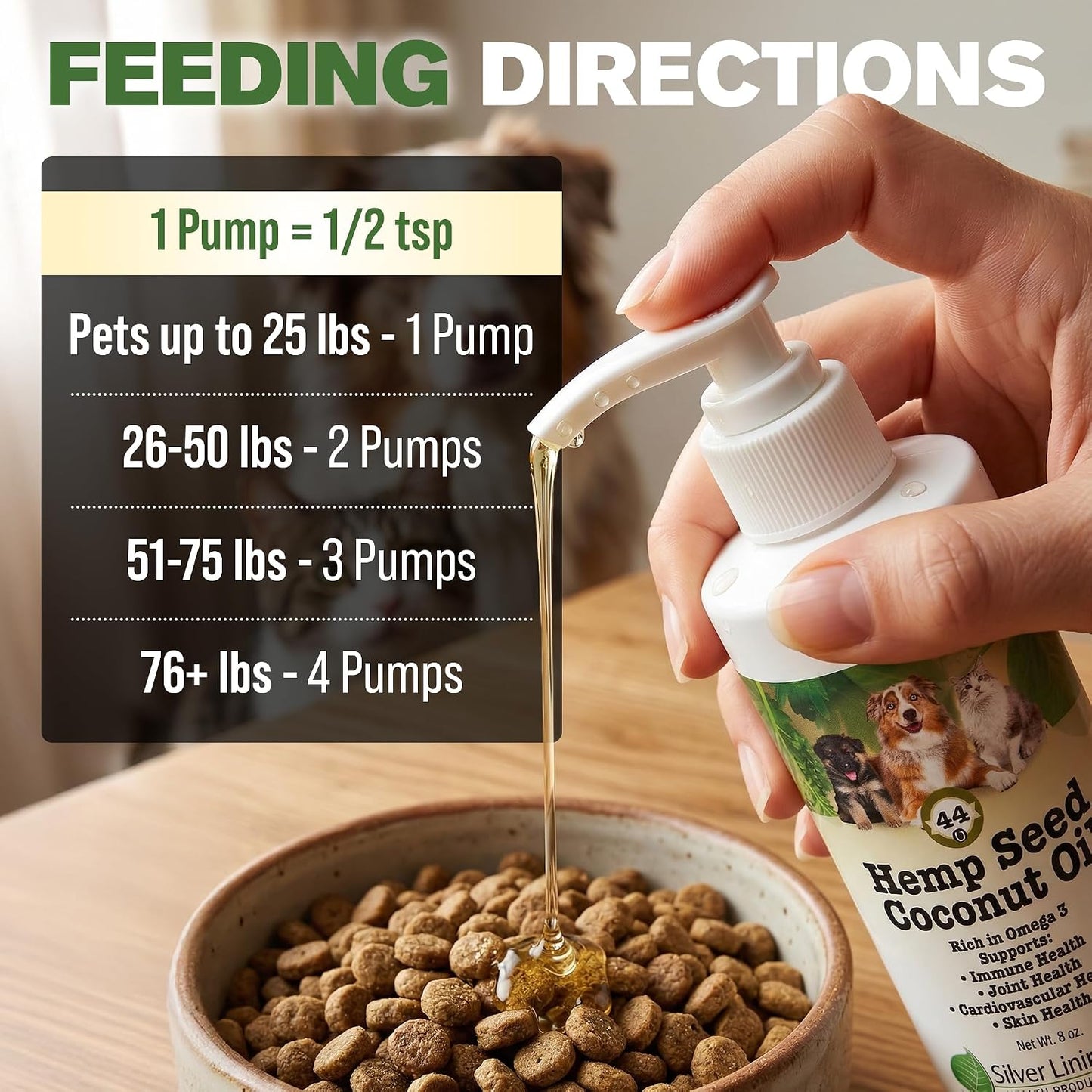 Silver Lining Herbs Pet Hemp Oil for Dogs & Cats – Itch & Hot Spot Relief, Skin & Coat, Joint, Immune & Heart Support with Organic Coconut Oil & Vitamin E – 240ml - görsel 4