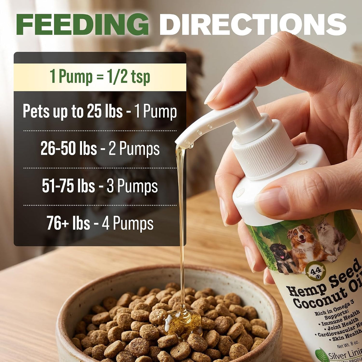 Silver Lining Herbs Pet Hemp Oil for Dogs & Cats – Itch & Hot Spot Relief, Skin & Coat, Joint, Immune & Heart Support with Organic Coconut Oil & Vitamin E – 240ml - görsel 4