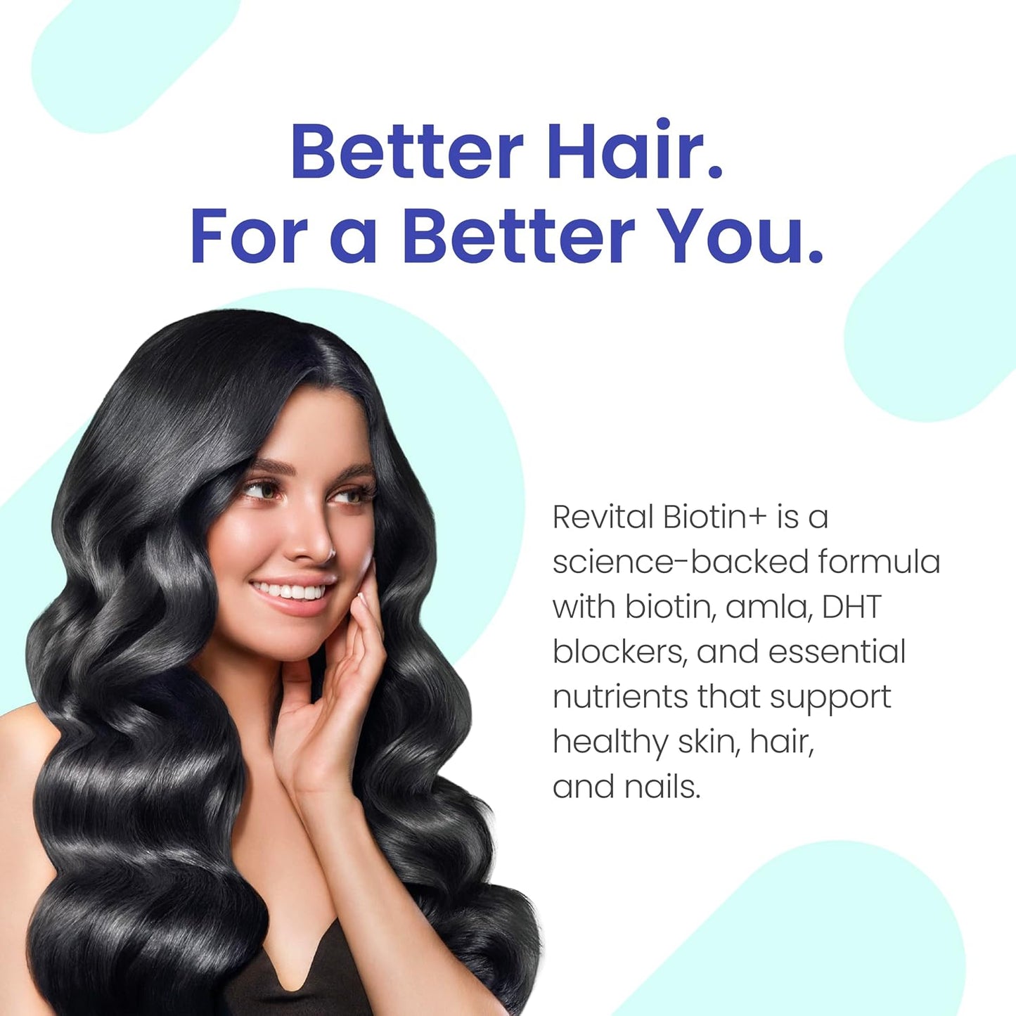 Revital Biotin+ with Amla and DHT Blockers for Hair Health | Biotin, Amla, Zinc, Vitamin E & Pantothenic Acid | Supports Normal Hair and Skin Health | 50 Tablets - görsel 4