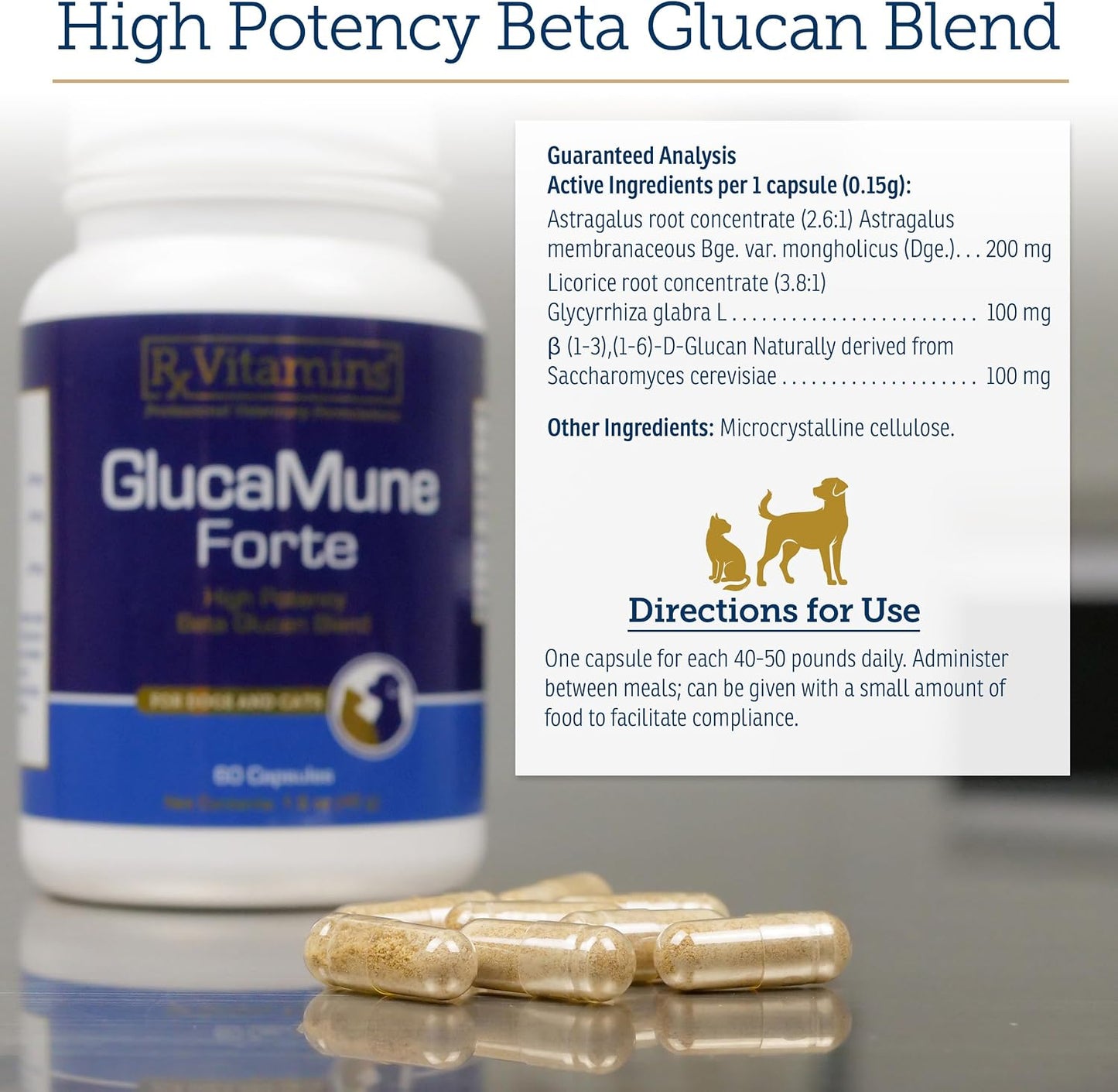 Rx Vitamins GlucaMune Forte - Immune Support Supplement with Beta Glucan for Dogs and Cats - Strengthens Natural Defences for Overall Health - 60ct - görsel 5