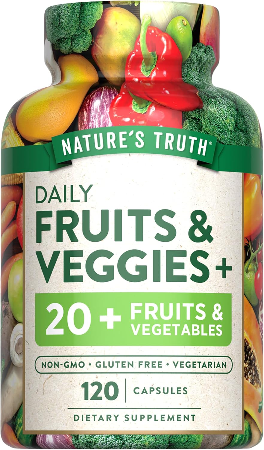 Nature's Truth Fruit and Veg Supplement - 120 Vegetarian Capsules - görsel 1