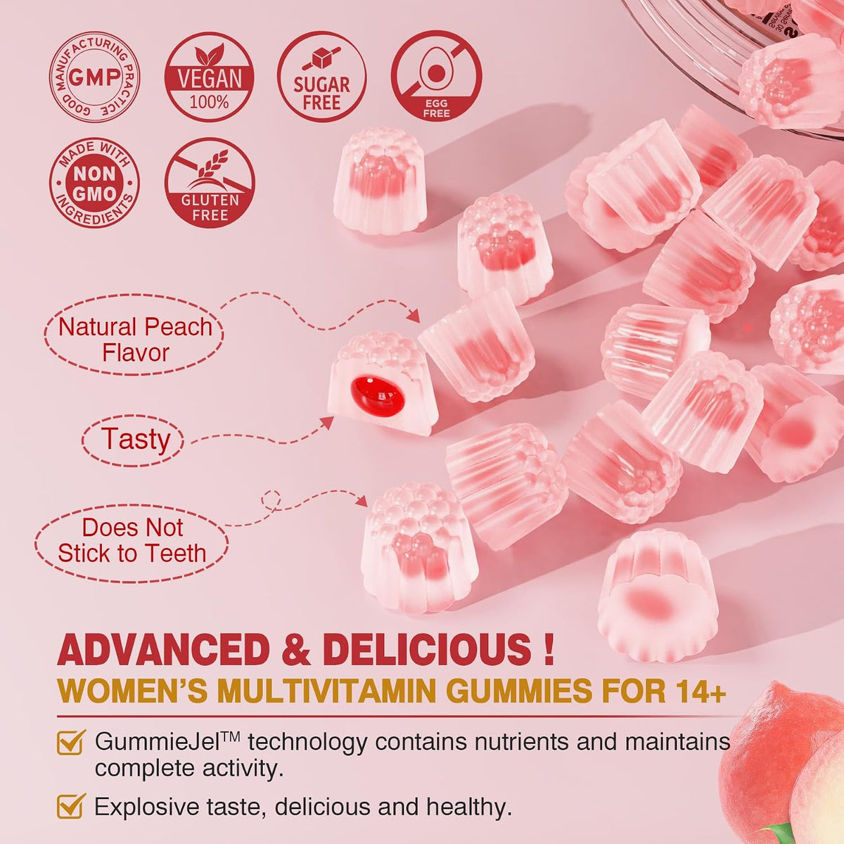 EnvyCure Women's Multivitamin Gummies – Methylated with Omega-3, Probiotics and Enzymes - görsel 7