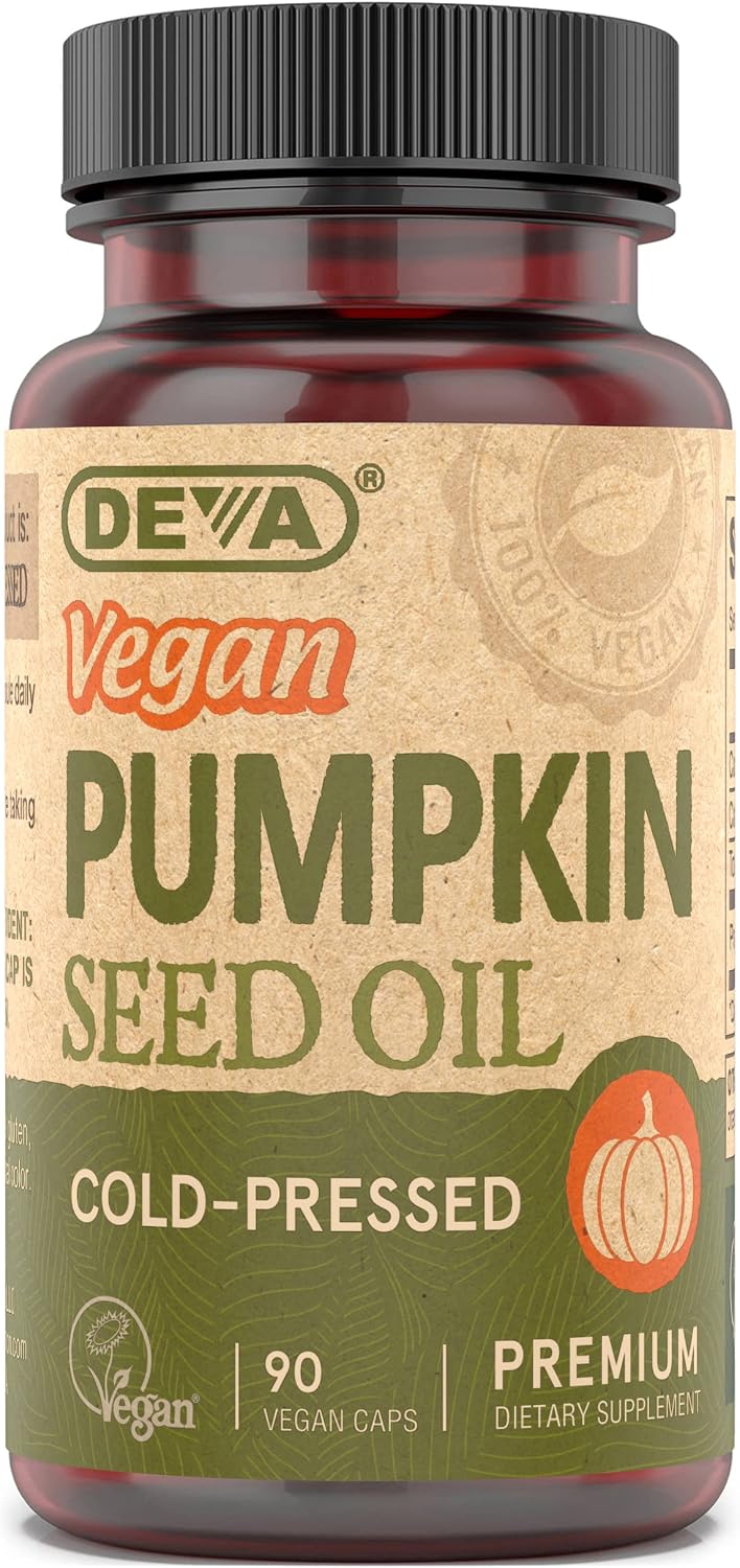 DEVA Nutrition Vegan Pumpkin Seed Oil 500 mg, Cold-Pressed & Unrefined – 90 Capsules - görsel 6