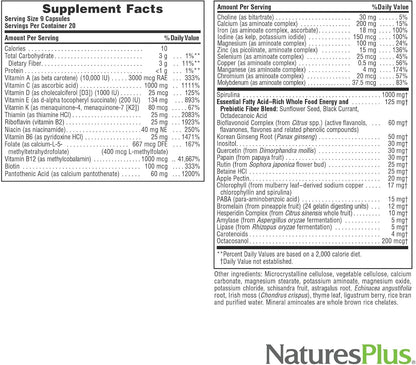NaturesPlus Source of Life Multivitamin & Mineral Supplement – 180 Capsules