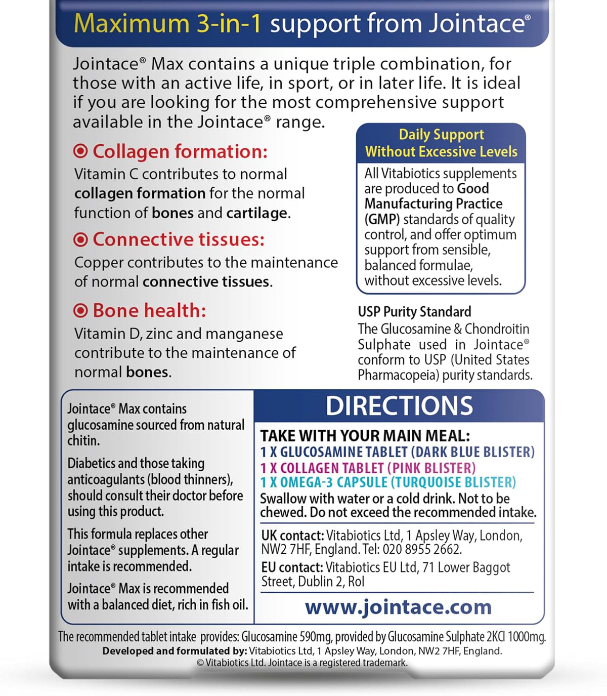 Vitabiotics Jointace Max Tablets - 84 Tablets - görsel 4