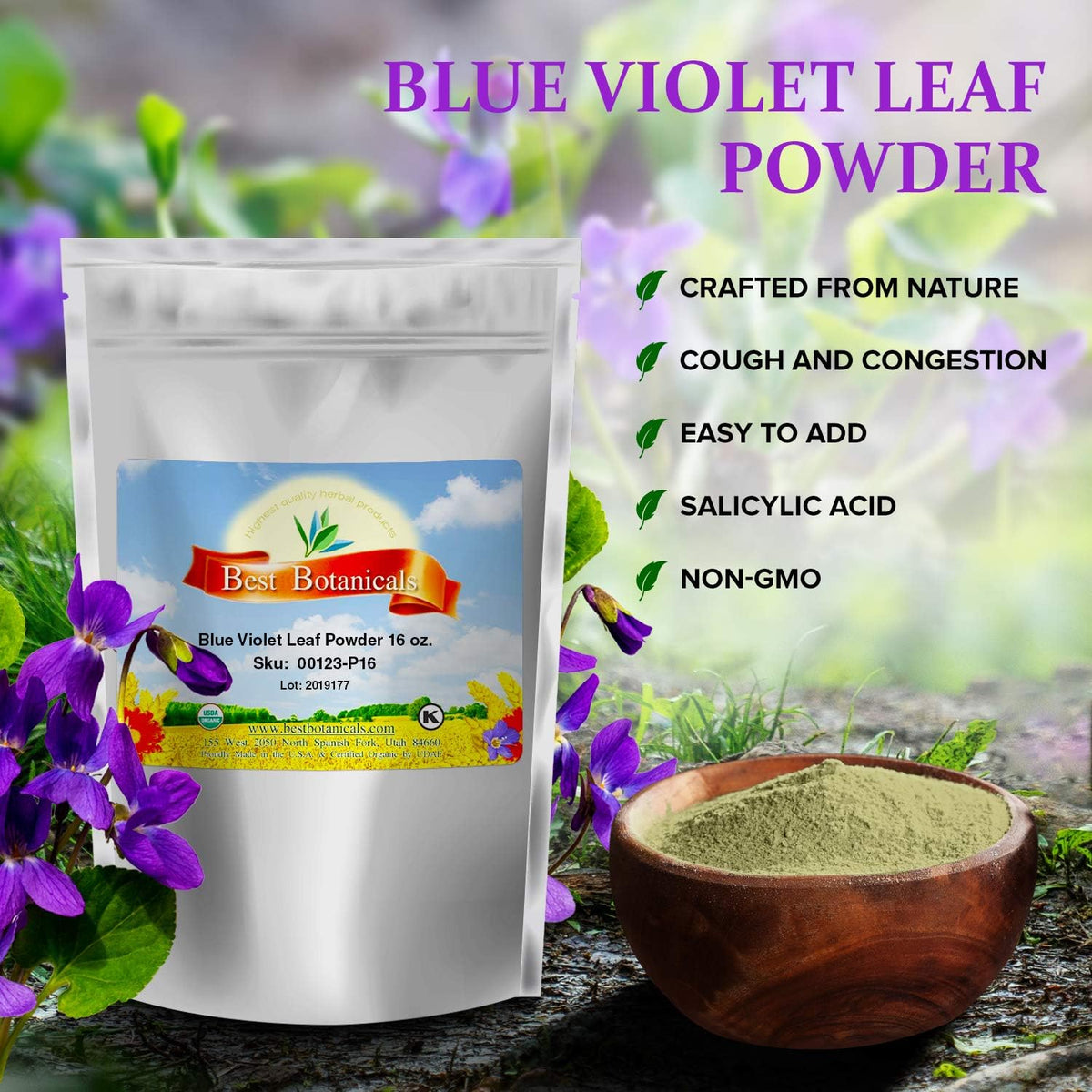 Best Botanicals Blue Violet Leaf Powder 16 oz (454g) - görsel 3
