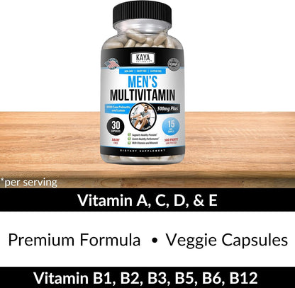 Kaya Naturals Multivitamin for Men, Prostate Support, 30 Vegetable Capsules