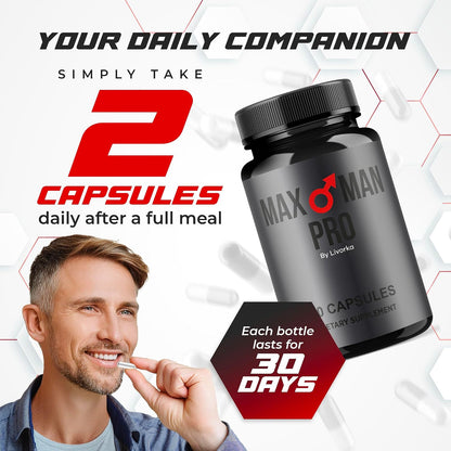LIVORKA MaxMan Pro Dietary Supplement Capsules – 300 Capsules (5 Month Supply)