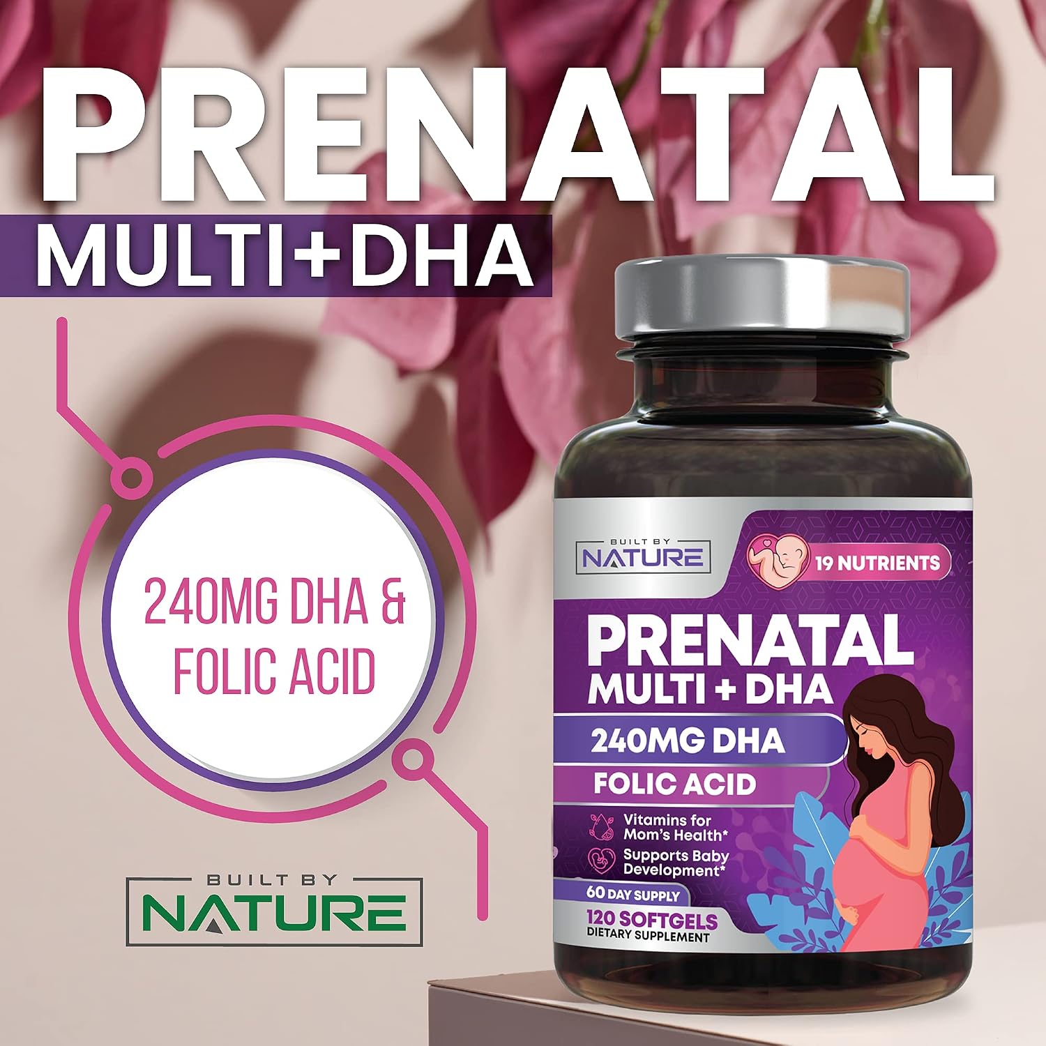 Built by Nature Prenatal Vitamins for Women - 120 Softgels - görsel 2