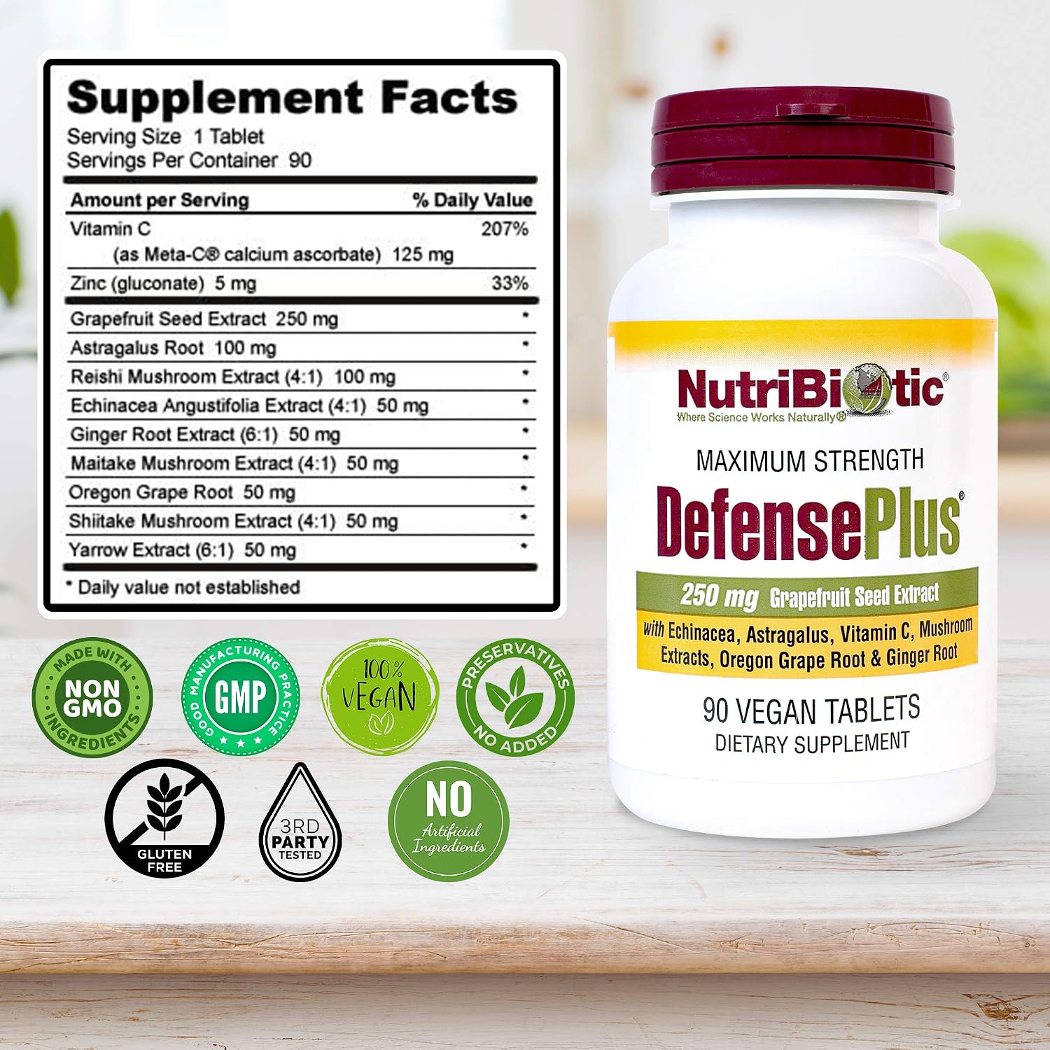NutriBiotic DefensePlus – 11-in-1 Immune Support Supplement (90 Tablets) - görsel 7