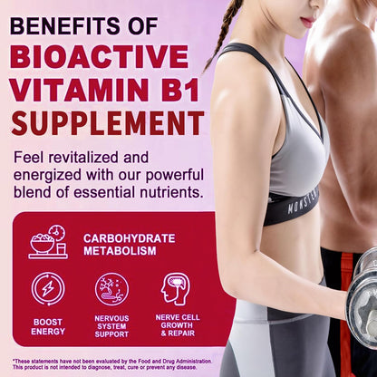 Vitamin B1 Benfotiamine 500mg - 120 Vegetarian Capsules - Bioavailable Thiamine Supplement