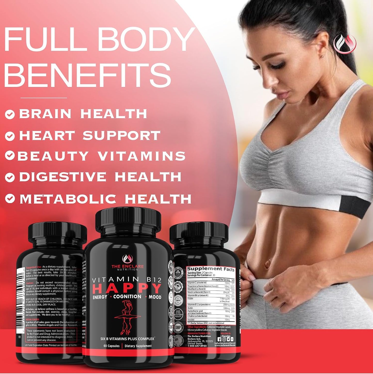 Vitamin B Complex with Vitamin C, Biotin, Inositol, Folic Acid – Energy, Brain and Immune Support - görsel 8