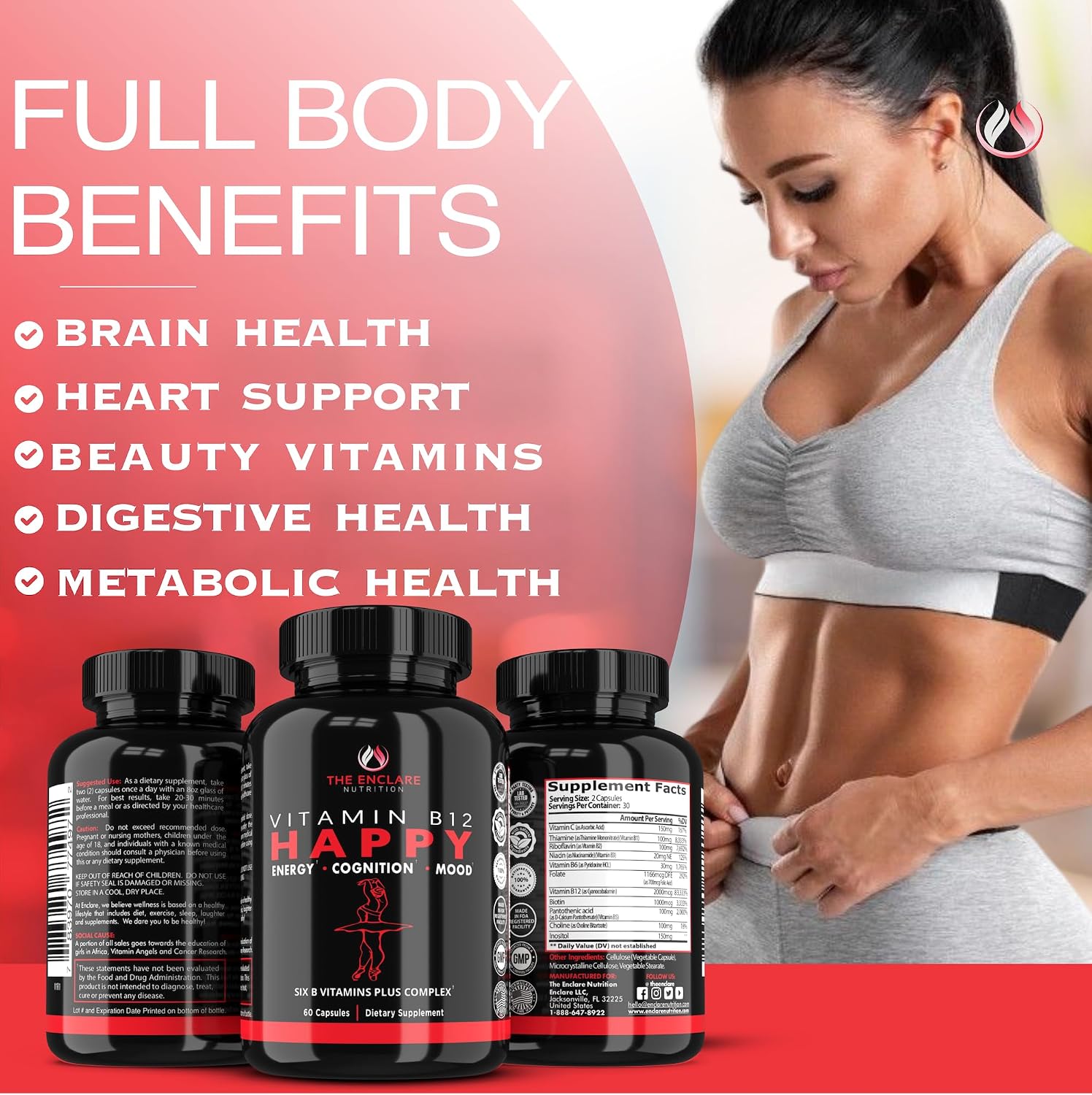 Vitamin B Complex with Vitamin C, Biotin, Inositol, Folic Acid – Energy, Brain and Immune Support - görsel 8