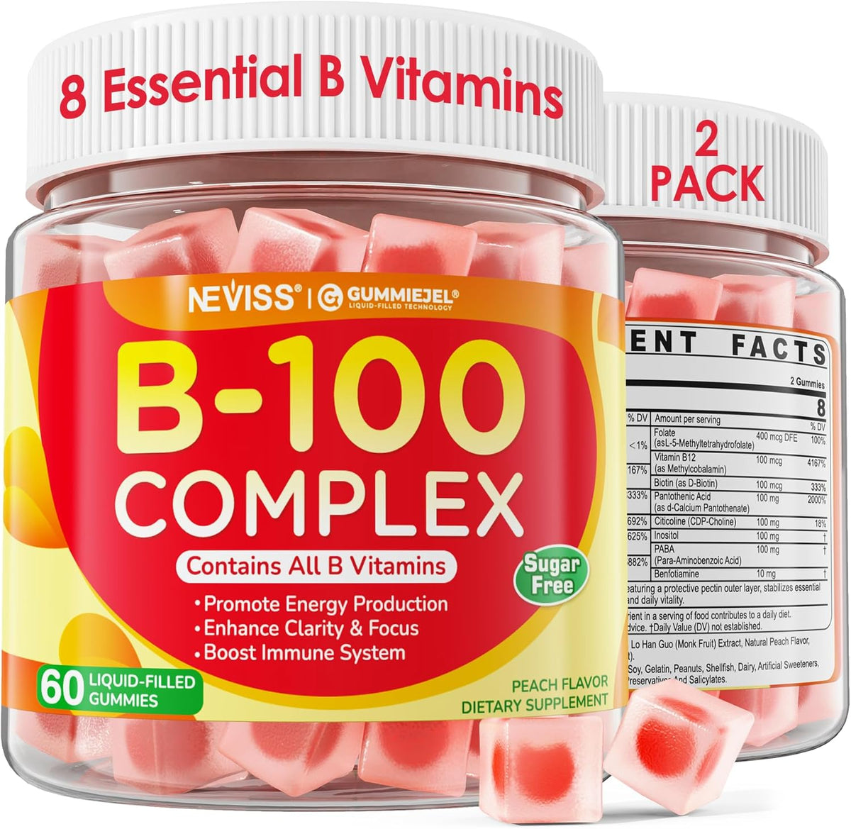NEVISS Super Vitamin B Complex Gummies - Methylated B Complex (Pack of 2) - görsel 1