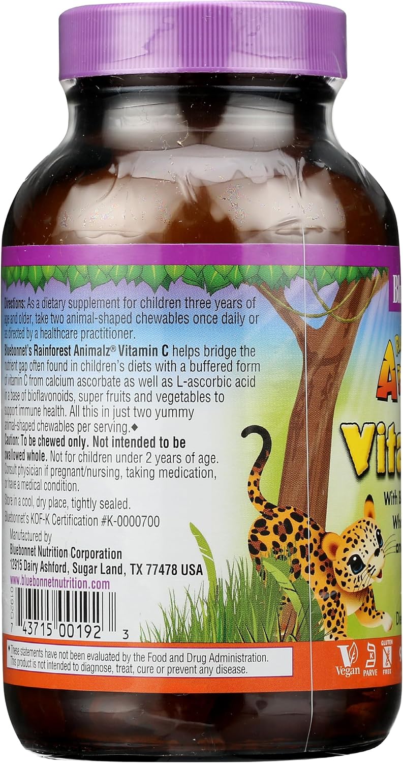 Bluebonnet Nutrition Rainforest Animalz Vitamin C, 90 Chewable Tablets - görsel 4