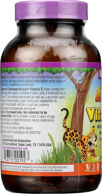 Bluebonnet Nutrition Rainforest Animalz Vitamin C, 90 Chewable Tablets