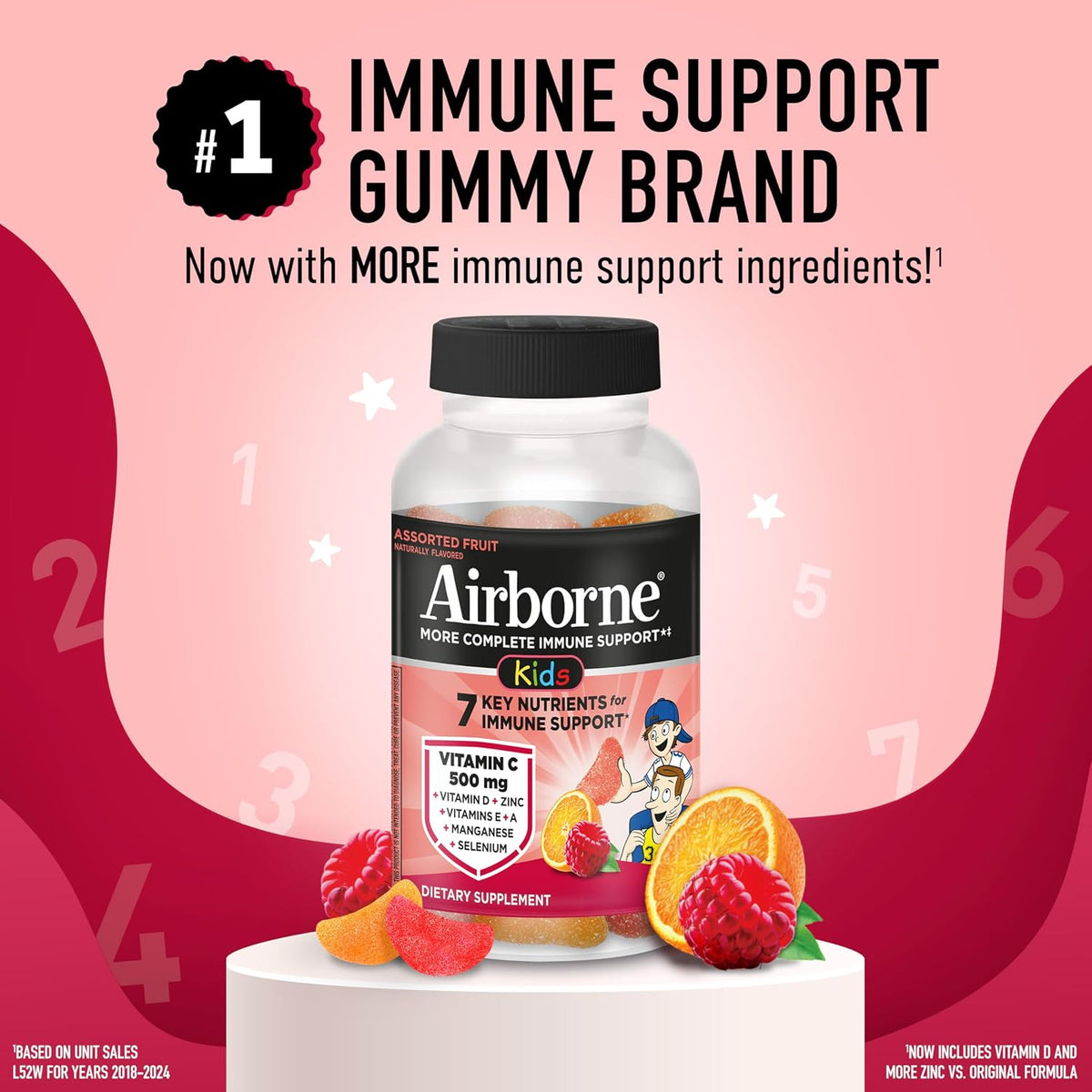 Airborne Kids Immune Support Gummies - Assorted Fruit Flavour (42 Count) - görsel 2
