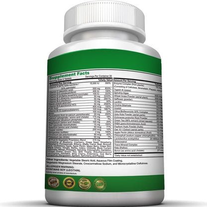 Pure Healthland Non-GMO Super Daily Multivitamin for Adults – 42 Natural Fruits & Vegetables Blend with 21 Essential Vitamins & Minerals – Vegan Coating Tablets, 90 Count, Made in USA